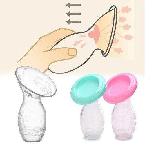 Food grade Silicone Manual Breast Pump Portable Milk Collector for Breastfeeding with Suction Base Breast Milk Pump for Baby Feeding With Lid