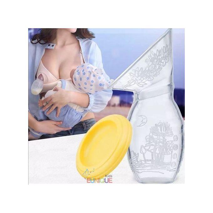 Food grade Silicone Manual Breast Pump Portable Milk Collector for Breastfeeding with Suction Base Breast Milk Pump for Baby Feeding With Lid