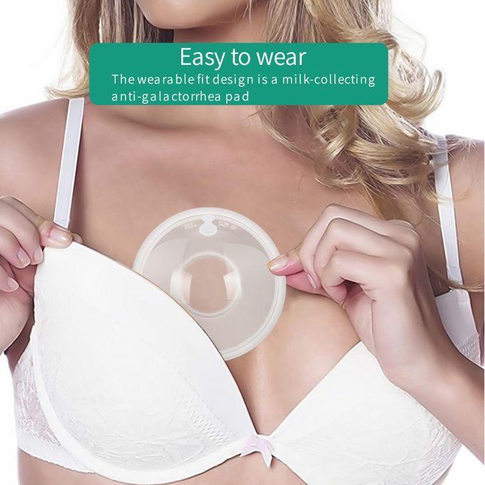 Portable Soft Silicone Breast Milk Collector (2 pcs) Re-usable & Wearable BPA-free Saver Shell Collection for Nursing Moms Nipple Suction Container