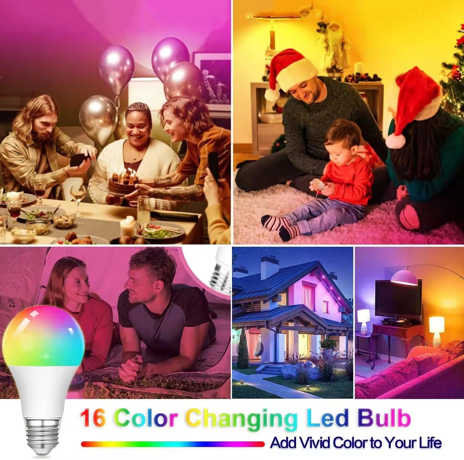WiFi Smart Bluetooth Color Changing Bulb LED Light Bulb Life App RGB Dimming Color Changing E26 9W 10W Globe Lighting Multi Colour with Voice