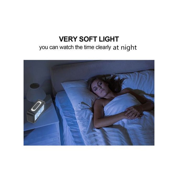 LED Digital Electronic Backlit Alarm Clock With Smart Temperature Thermometer And Student Calendar Bedside Table Battery Clock Time Display Snooze Function
