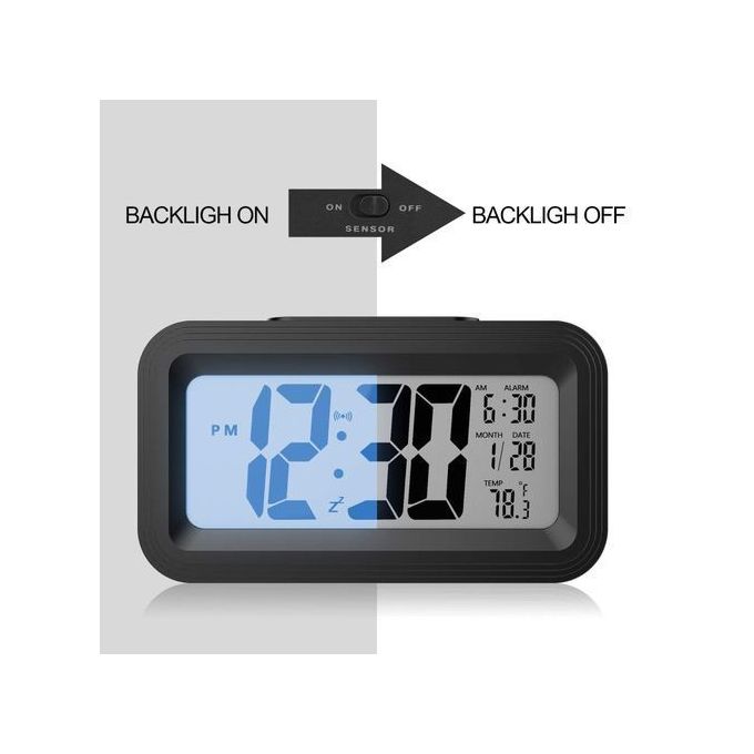 LED Digital Electronic Backlit Alarm Clock With Smart Temperature Thermometer And Student Calendar Bedside Table Battery Clock Time Display Snooze Function