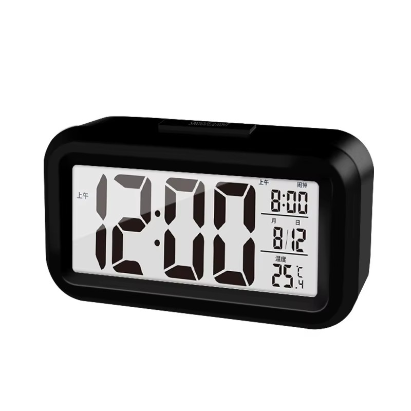 LED Digital Electronic Backlit Alarm Clock With Smart Temperature Thermometer And Student Calendar Bedside Table Battery Clock Time Display Snooze Function