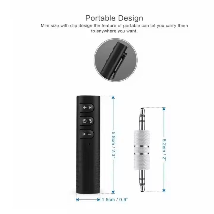 Wireless Bluetooth Adapter Receiver 3.5mm Audio AUX Jack Car Kit Auto Portable Hands-Free Bluetooth 4.1 Hand Mobile Phone Player Music Car Universal Mp3 for Home Speaker Headphone