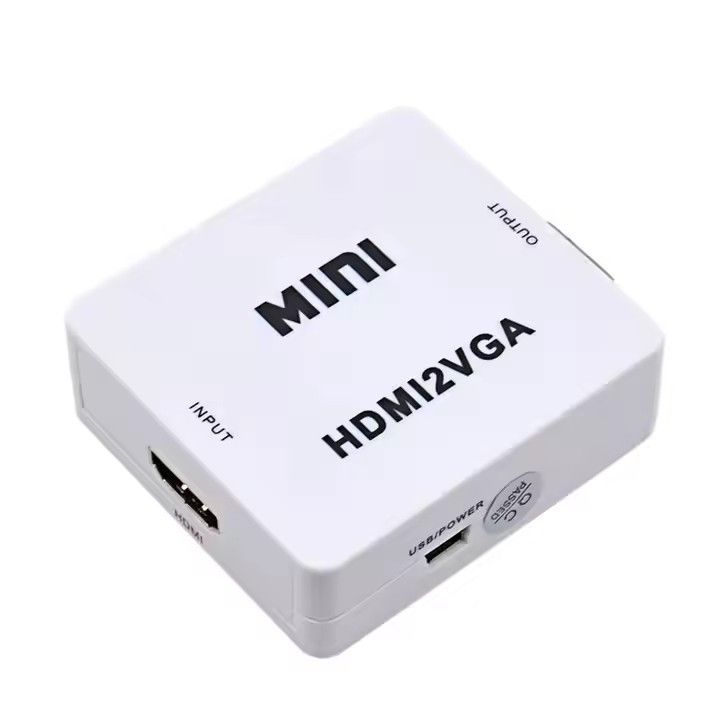 HDMI to VGA 1080P HD Audio Video Converter Adapter Box with USB Cable and 3.5mm Audio Port Cable for HDTV transfer Mini HDMI2VGA for TV computer Xbox360 PC DVD PS3 PS4
