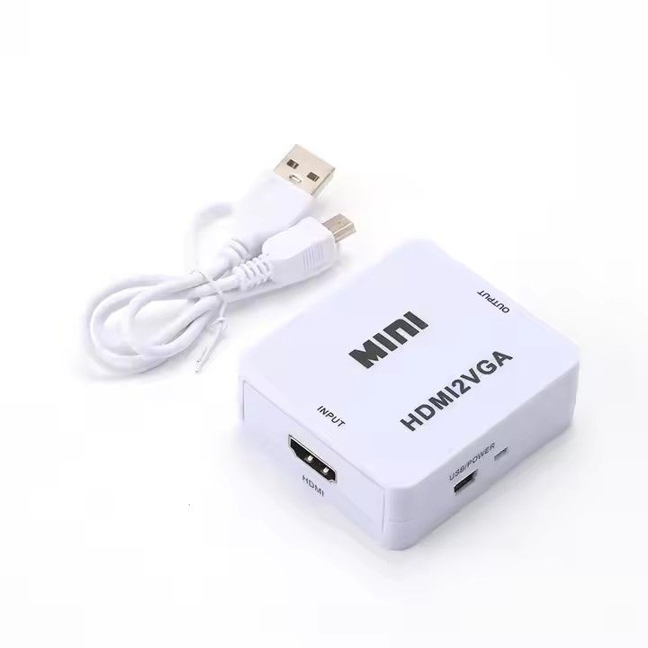 HDMI to VGA 1080P HD Audio Video Converter Adapter Box with USB Cable and 3.5mm Audio Port Cable for HDTV transfer Mini HDMI2VGA for TV computer Xbox360 PC DVD PS3 PS4
