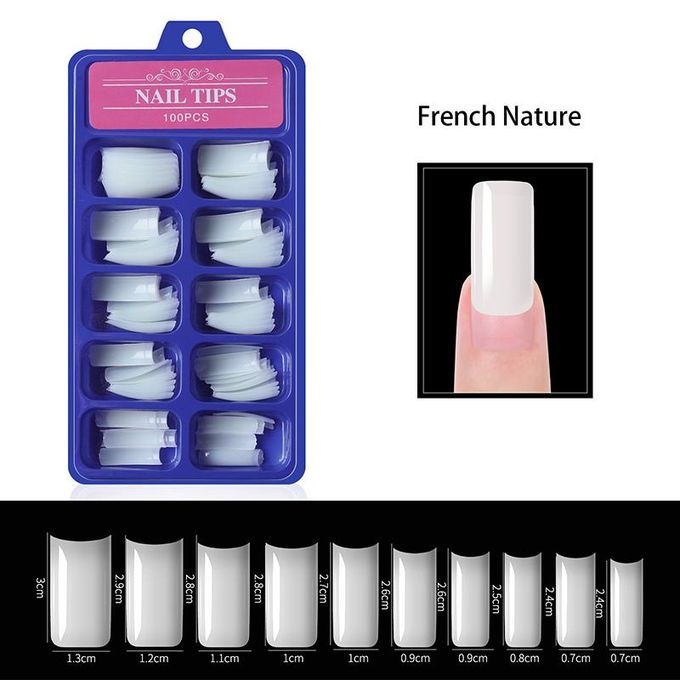 100pcs Acrylic False Nails Full Cover Half Cover French Natural Clear 10 Sizes Press On False Nail Tips Clear Full Cover Long Ballerina Curve No-Crease For DIY Nail Art New