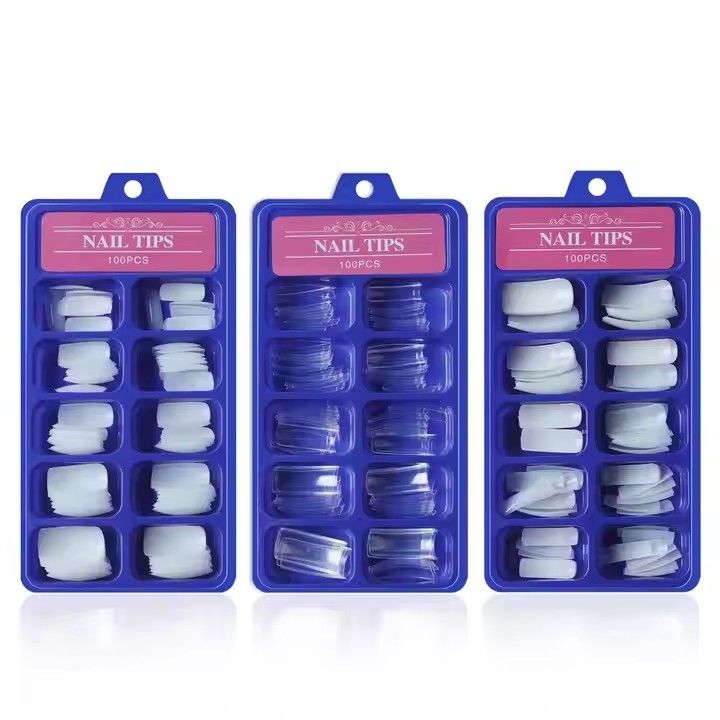 100pcs Acrylic False Nails Full Cover Half Cover French Natural Clear 10 Sizes Press On False Nail Tips Clear Full Cover Long Ballerina Curve No-Crease For DIY Nail Art New