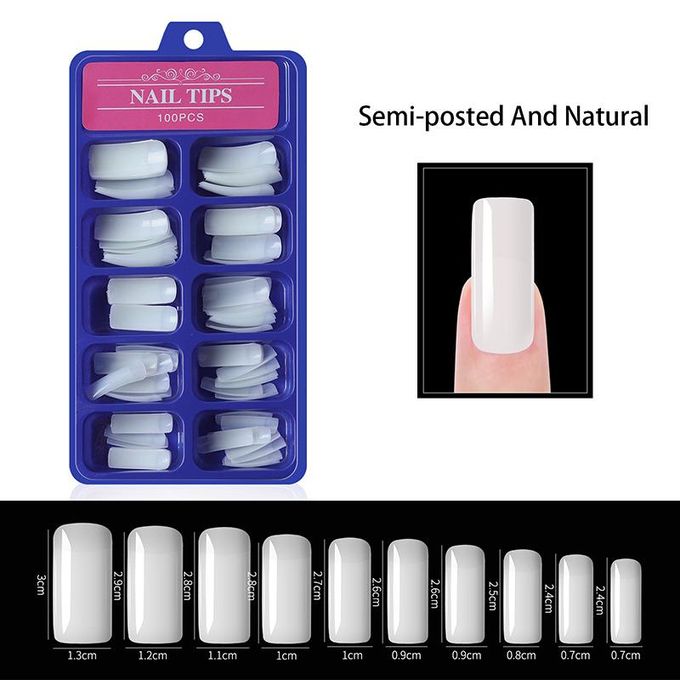 100pcs Acrylic False Nails Full Cover Half Cover French Natural Clear 10 Sizes Press On False Nail Tips Clear Full Cover Long Ballerina Curve No-Crease For DIY Nail Art New