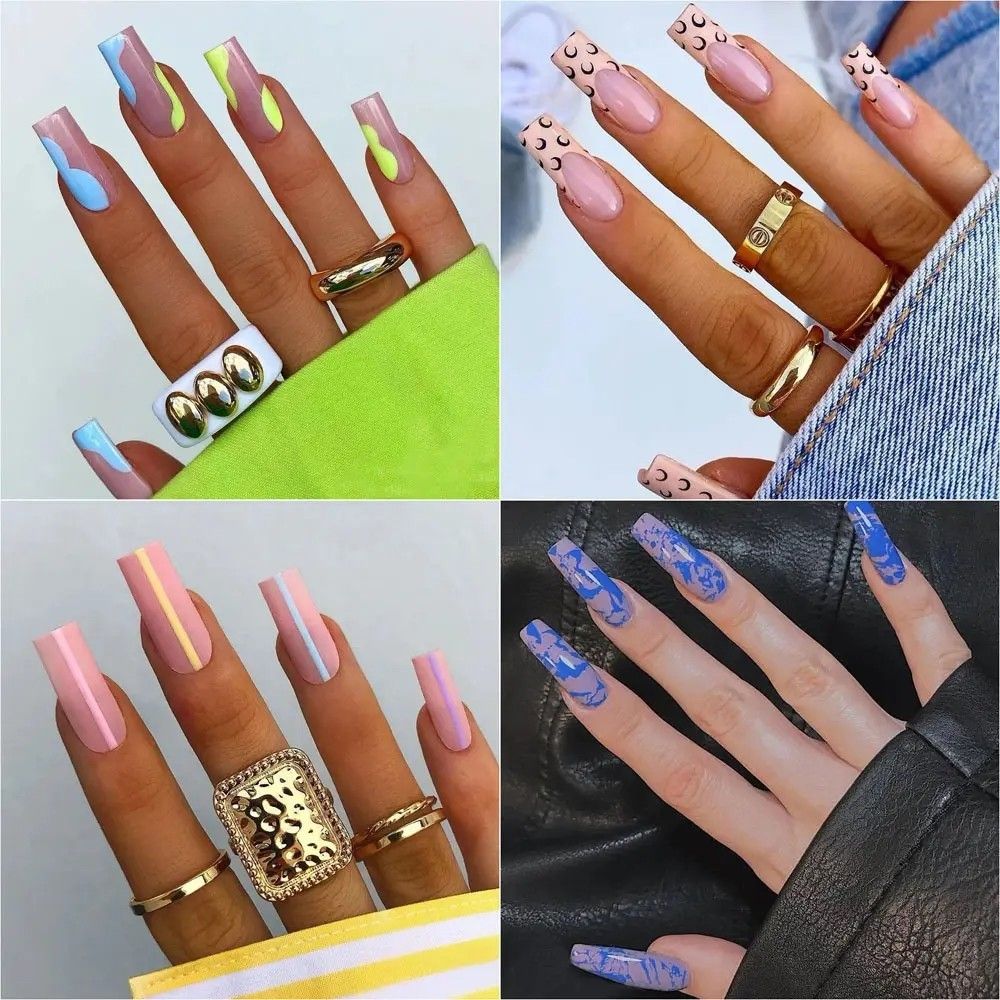 100pcs Acrylic False Nails Full Cover Half Cover French Natural Clear 10 Sizes Press On False Nail Tips Clear Full Cover Long Ballerina Curve No-Crease For DIY Nail Art New