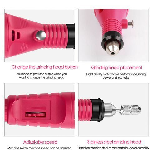 Professional Electric Portable Nail File Drill Manicure And Pedicure Machine USB Chargeable ABS Gel Polish Grinder Remover tools Set Cutters Nail Art Kits with 6 Bits