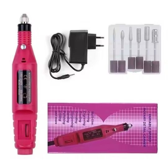 Professional Electric Portable Nail File Drill Manicure And Pedicure Machine USB Chargeable ABS Gel Polish Grinder Remover tools Set Cutters Nail Art Kits with 6 Bits