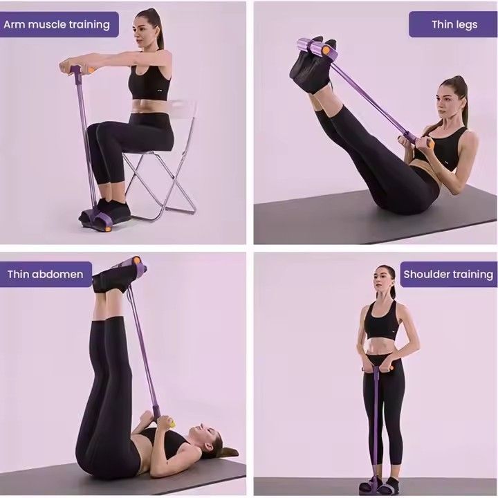 Indoor Fitness Leg Resistance Bands Exercise Equipment Elastic Sit Up Pull Rope Gym Workout Sport 4 Tube Foot Pedal Exerciser Ankle Pull Up Latex Tension rope Expander