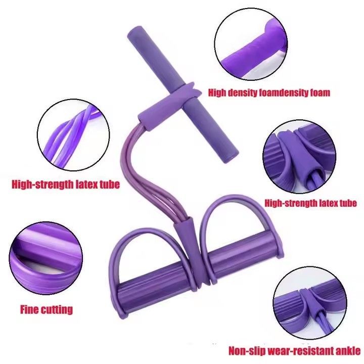 Indoor Fitness Leg Resistance Bands Exercise Equipment Elastic Sit Up Pull Rope Gym Workout Sport 4 Tube Foot Pedal Exerciser Ankle Pull Up Latex Tension rope Expander