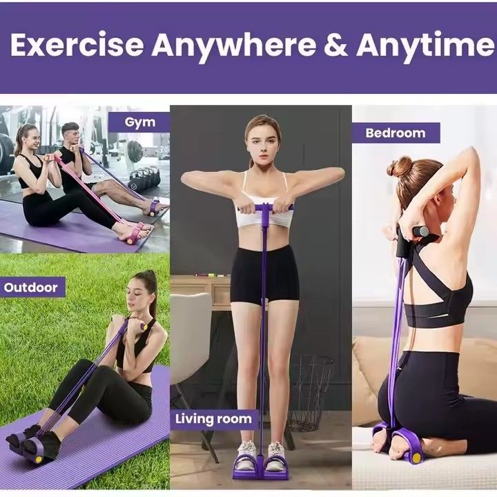 Indoor Fitness Leg Resistance Bands Exercise Equipment Elastic Sit Up Pull Rope Gym Workout Sport 4 Tube Foot Pedal Exerciser Ankle Pull Up Latex Tension rope Expander