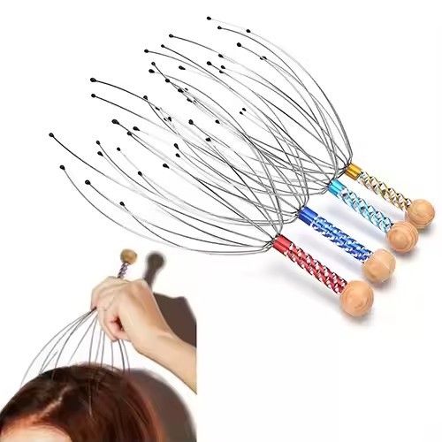 Head Claw Scalp Massager Scratcher Octopus Spider 12 Fingers Manual Wire Tingler Head Release Relax Massage For Deep Stress Relief & Hair Stimulation