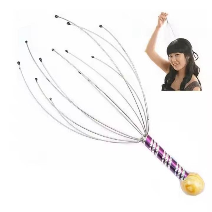 Head Claw Scalp Massager Scratcher Octopus Spider 12 Fingers Manual Wire Tingler Head Release Relax Massage For Deep Stress Relief & Hair Stimulation