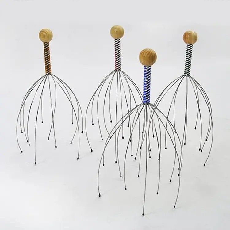 Head Claw Scalp Massager Scratcher Octopus Spider 12 Fingers Manual Wire Tingler Head Release Relax Massage For Deep Stress Relief & Hair Stimulation