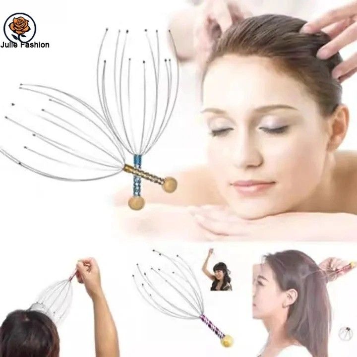 Head Claw Scalp Massager Scratcher Octopus Spider 12 Fingers Manual Wire Tingler Head Release Relax Massage For Deep Stress Relief & Hair Stimulation