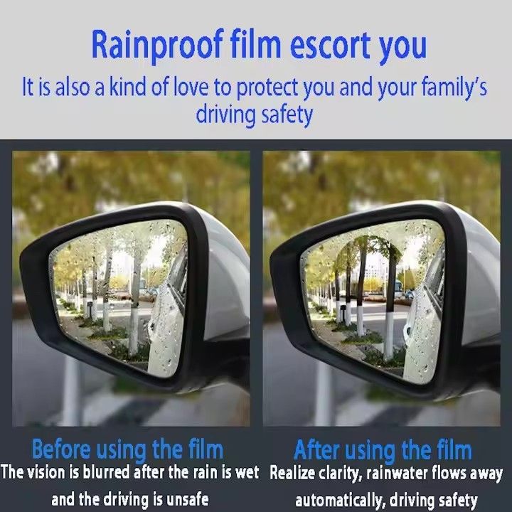 2pcs Car Anti-fog Anti-glare Waterproof Film Protective Rain Proof Shield Rearview side Mirror Window Glass Stickers Anti Membrane Protection for Rainy Day Safe Driving Auto Clear Decal Sticker