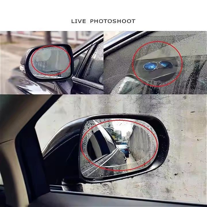 2pcs Car Anti-fog Anti-glare Waterproof Film Protective Rain Proof Shield Rearview side Mirror Window Glass Stickers Anti Membrane Protection for Rainy Day Safe Driving Auto Clear Decal Sticker