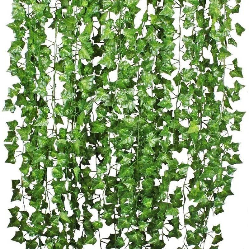 12pcs Rattan Artificial Leaves Vines Leaves Grape Ivy leaf2.2m plant vine hanging Realistic fake leaves flower for wedding wall ,Balcony Privacy Fence Garden Decorative Hedge and Outdoor Decor