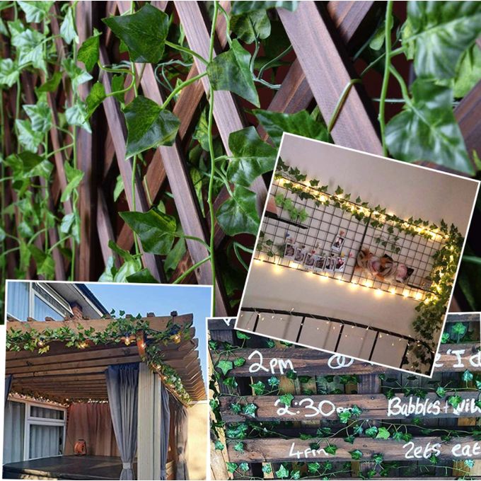 12pcs Rattan Artificial Leaves Vines Leaves Grape Ivy leaf2.2m plant vine hanging Realistic fake leaves flower for wedding wall ,Balcony Privacy Fence Garden Decorative Hedge and Outdoor Decor