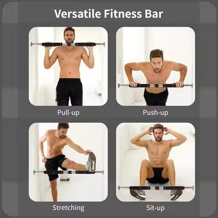 Adjustable Steel Door Horizontal Chin Pull Up Bars Gym Workout Training Sport Fitness Equipments Bar, 60-100cm Professional door Wall Mounted Indoor Doorway Weight Loss gymnastics