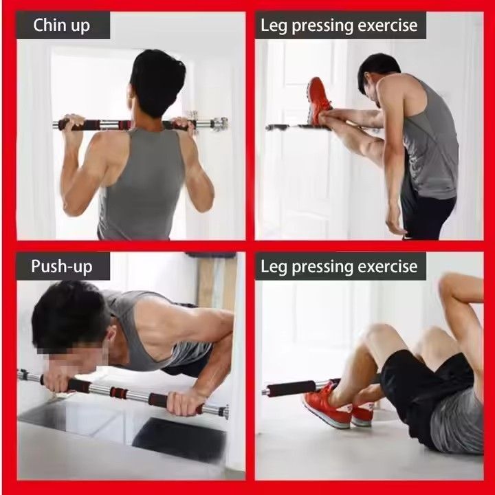 Adjustable Steel Door Horizontal Chin Pull Up Bars Gym Workout Training Sport Fitness Equipments Bar, 60-100cm Professional door Wall Mounted Indoor Doorway Weight Loss gymnastics