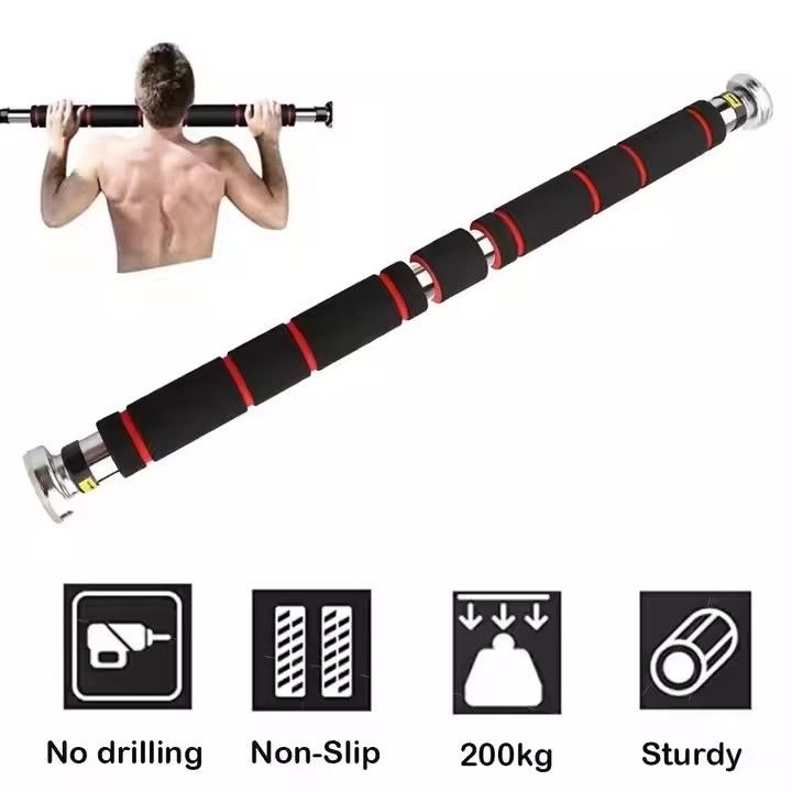 Adjustable Steel Door Horizontal Chin Pull Up Bars Gym Workout Training Sport Fitness Equipments Bar, 60-100cm Professional door Wall Mounted Indoor Doorway Weight Loss gymnastics