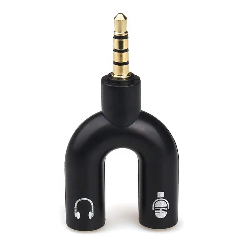 3.5mm Jack Audio Splitter Dual Headphone Microphone Y Separator Headphones Male To 2-Female Stereo U-Shaped Type Adapter AUX Cable Connector for PS4 PC Laptop Xbox Headset Earphone Mic