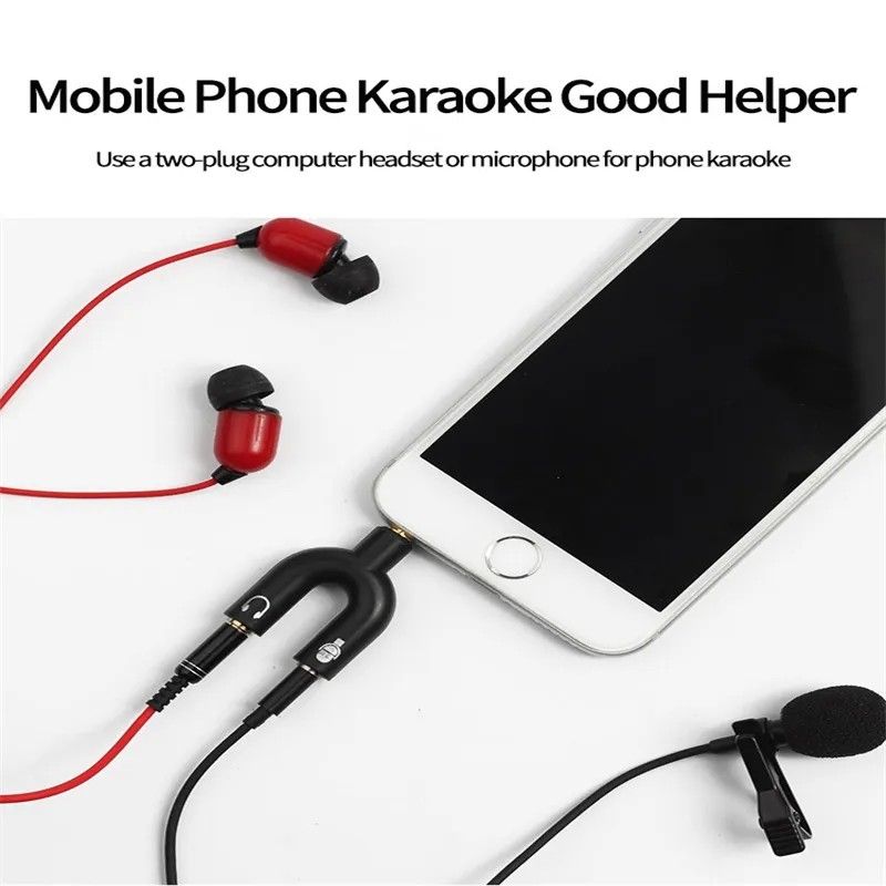 3.5mm Jack Audio Splitter Dual Headphone Microphone Y Separator Headphones Male To 2-Female Stereo U-Shaped Type Adapter AUX Cable Connector for PS4 PC Laptop Xbox Headset Earphone Mic