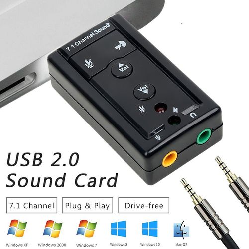 USB Sound Card Adapter 7.1 Channel 3D External Audio Card For Laptop PC Computer & Mac OS USB 2.0 to Jack 3.5mm Headphone Audio Adapter Microphone