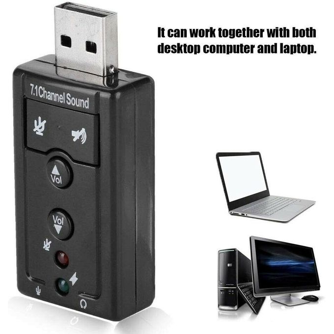 USB Sound Card Adapter 7.1 Channel 3D External Audio Card For Laptop PC Computer & Mac OS USB 2.0 to Jack 3.5mm Headphone Audio Adapter Microphone