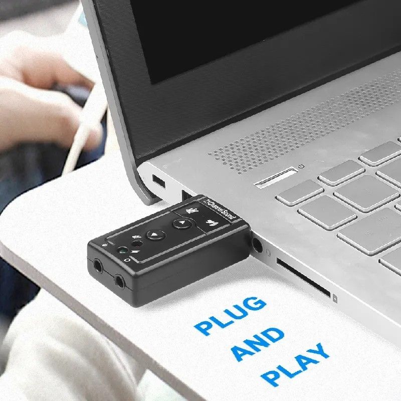 USB Sound Card Adapter 7.1 Channel 3D External Audio Card For Laptop PC Computer & Mac OS USB 2.0 to Jack 3.5mm Headphone Audio Adapter Microphone