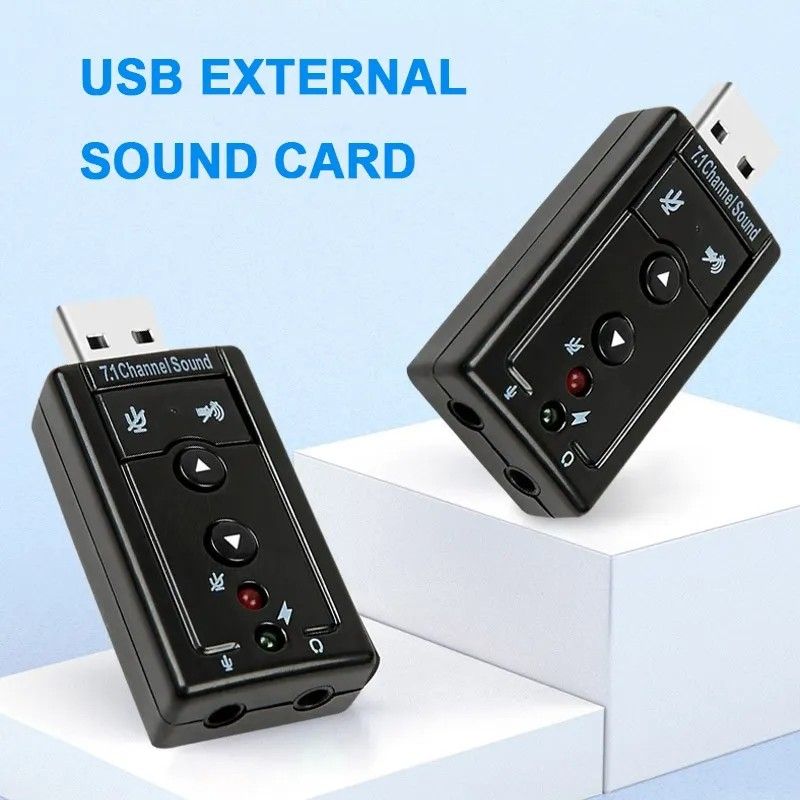 USB Sound Card Adapter 7.1 Channel 3D External Audio Card For Laptop PC Computer & Mac OS USB 2.0 to Jack 3.5mm Headphone Audio Adapter Microphone