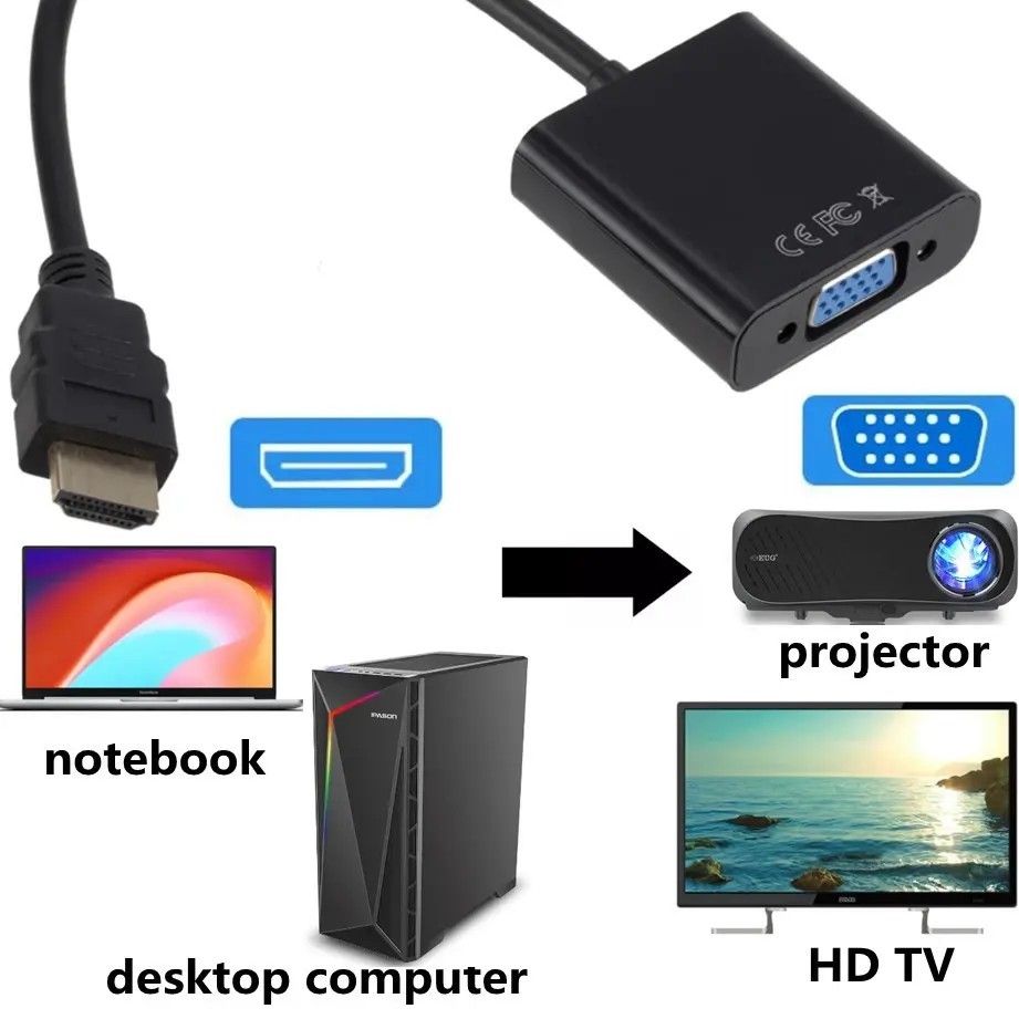 Display Port (DP) HD HDMI Male To VGA Female Adapter 1080P Converter Adapter Cable Video HDTV for PC Laptop pc,Desktop Copper Conductor for Audio Video Applications