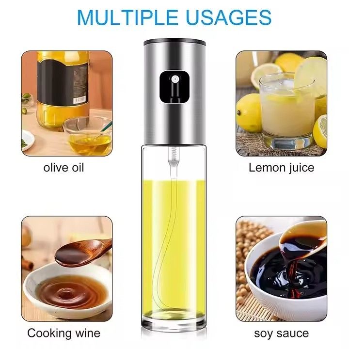 Multipurpose Kitchen Vinegar/Oil Sprayer for Cooking Roasting Olive Oil Spray Refillable Cooking Bottle Dispenser for Salad, Baking, BBQ, Frying -100ml