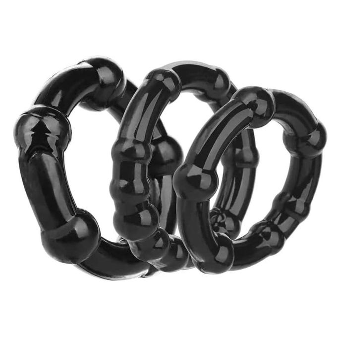 Delay Ejaculation Beaded Penis Cock Ring Stay Hard Prolonged Intercourse Testicle Restraint Adult Sex Toy For Men Elastic 3 Male Rubber Cock Ring - image 2