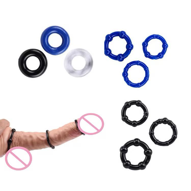 Delay Ejaculation Beaded Penis Cock Ring Stay Hard Prolonged Intercourse Testicle Restraint Adult Sex Toy For Men Elastic 3 Male Rubber Cock Ring - image 7