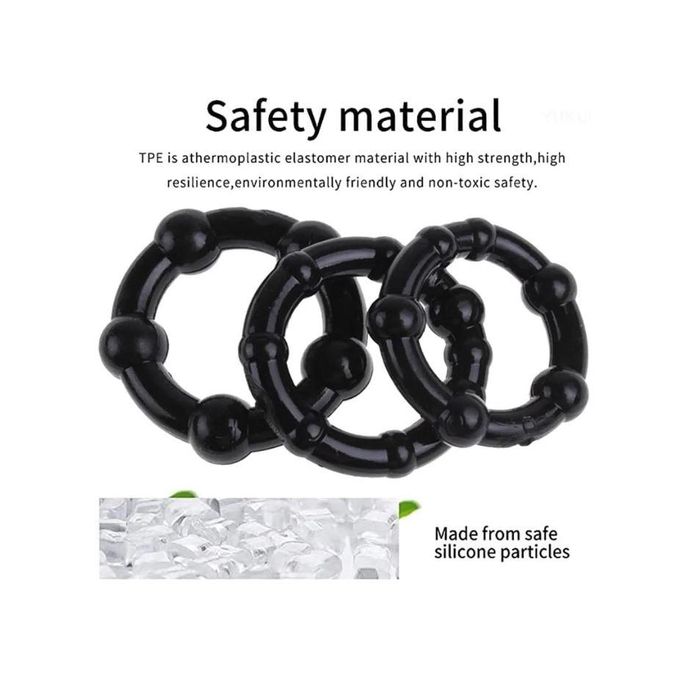 Delay Ejaculation Beaded Penis Cock Ring Stay Hard Prolonged Intercourse Testicle Restraint Adult Sex Toy For Men Elastic 3 Male Rubber Cock Ring - image 6