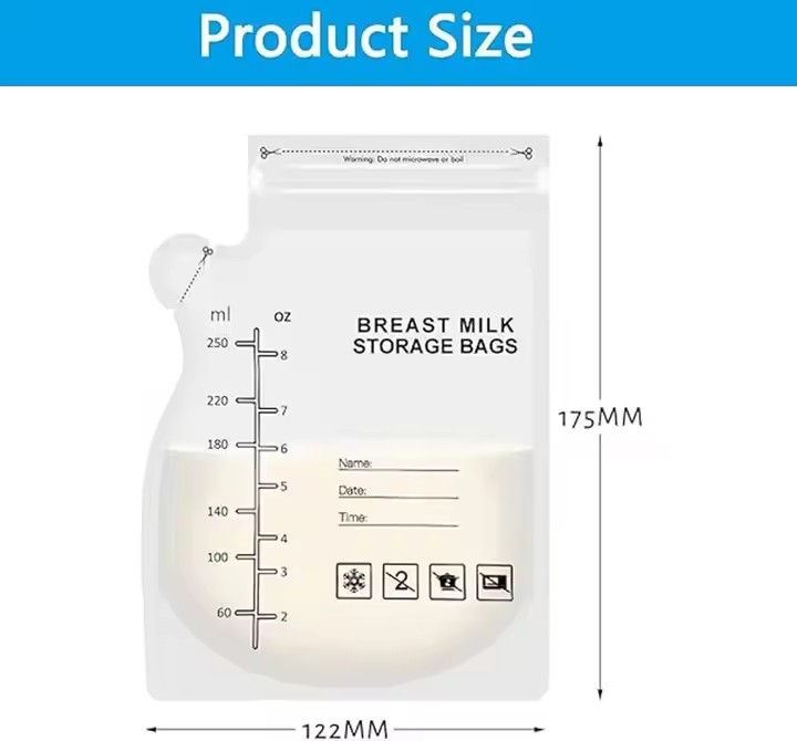 30pcs Breast Milk Freezer storage bags Freezable Portable Self Standing Pre-Sterilised Leakproof Baby Milk Bag Pieces 100% BPA-free