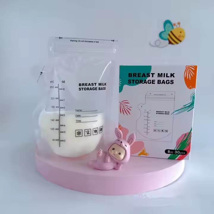 30pcs Breast Milk Freezer storage bags Freezable Portable Self Standing Pre-Sterilised Leakproof Baby Milk Bag Pieces 100% BPA-free