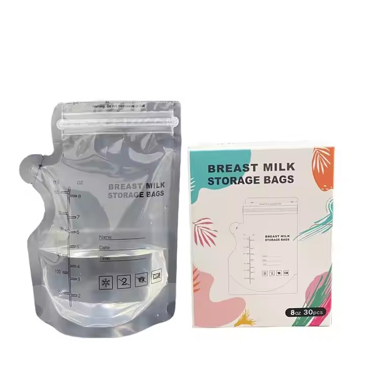 30pcs Breast Milk Freezer storage bags Freezable Portable Self Standing Pre-Sterilised Leakproof Baby Milk Bag Pieces 100% BPA-free