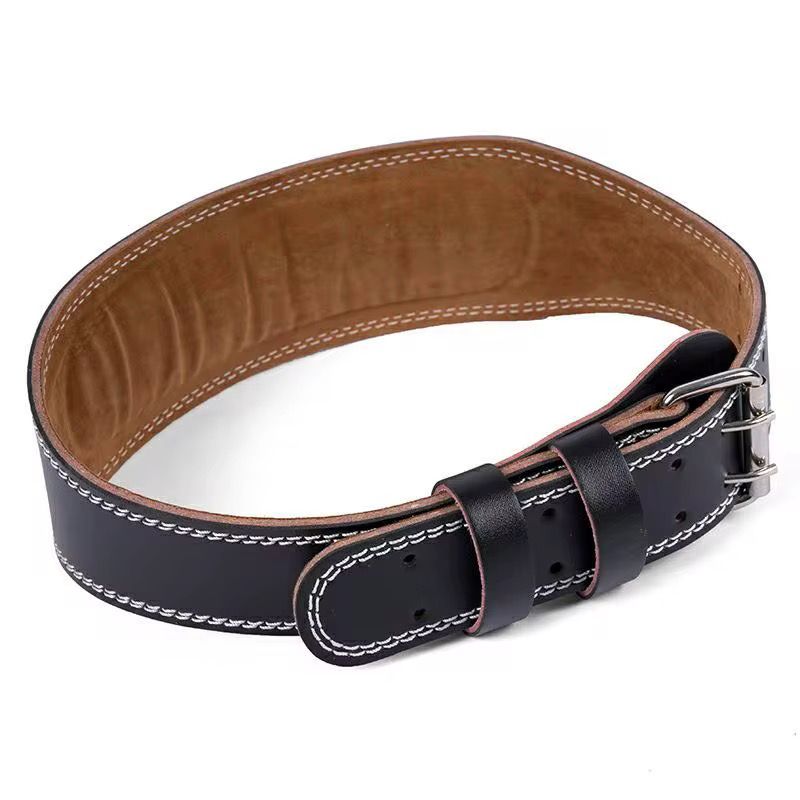 Premium Leather Weightlifting Exercise Belt Waist Support protection deep Squat Deadlift hard pull bench press  Powerlifting Gym Belt Unisex Wide Wrap Training Weight Lifting Double Buckle For Body Bu