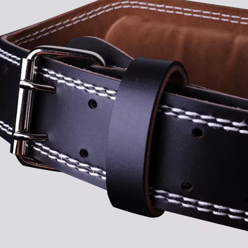 Premium Leather Weightlifting Exercise Belt Waist Support protection deep Squat Deadlift hard pull bench press  Powerlifting Gym Belt Unisex Wide Wrap Training Weight Lifting Double Buckle For Body Bu