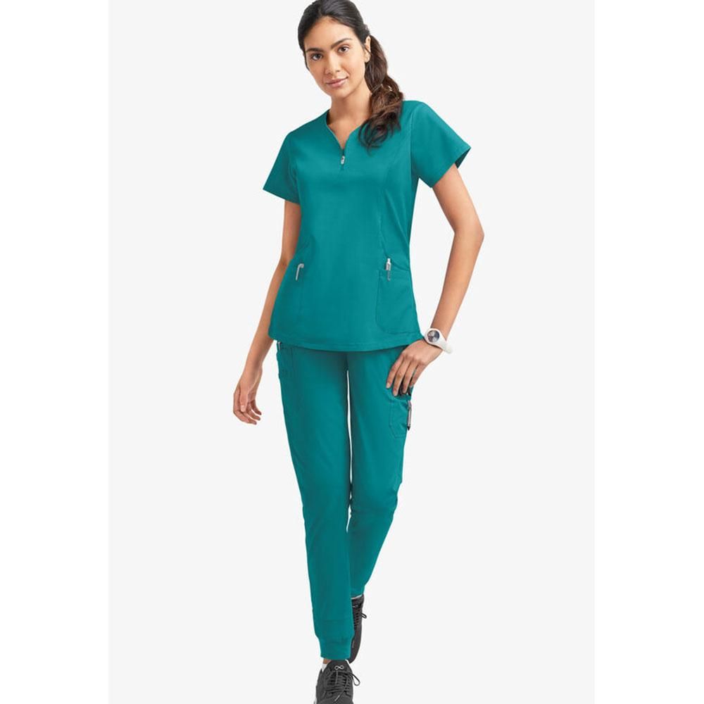 Teal Green Medical Scrubs for Doctors Nurses and Health Hospital Uniforms Stretch V-Neck Scrub Top & Jogger Pant with Pockets Infinity
