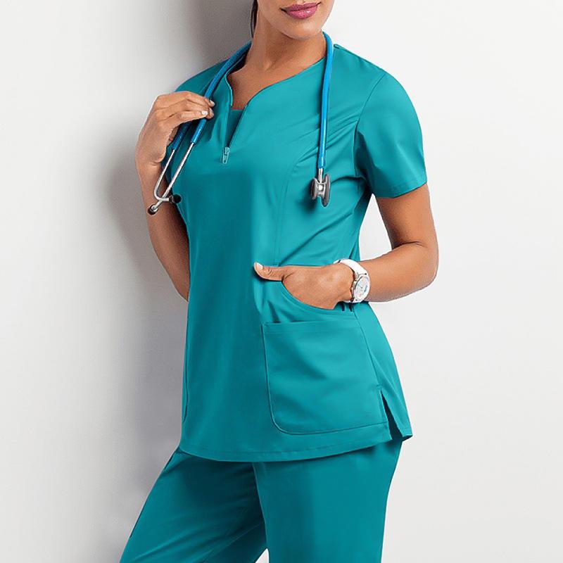 Teal Green Medical Scrubs for Doctors Nurses and Health Hospital Uniforms Stretch V-Neck Scrub Top & Jogger Pant with Pockets Infinity
