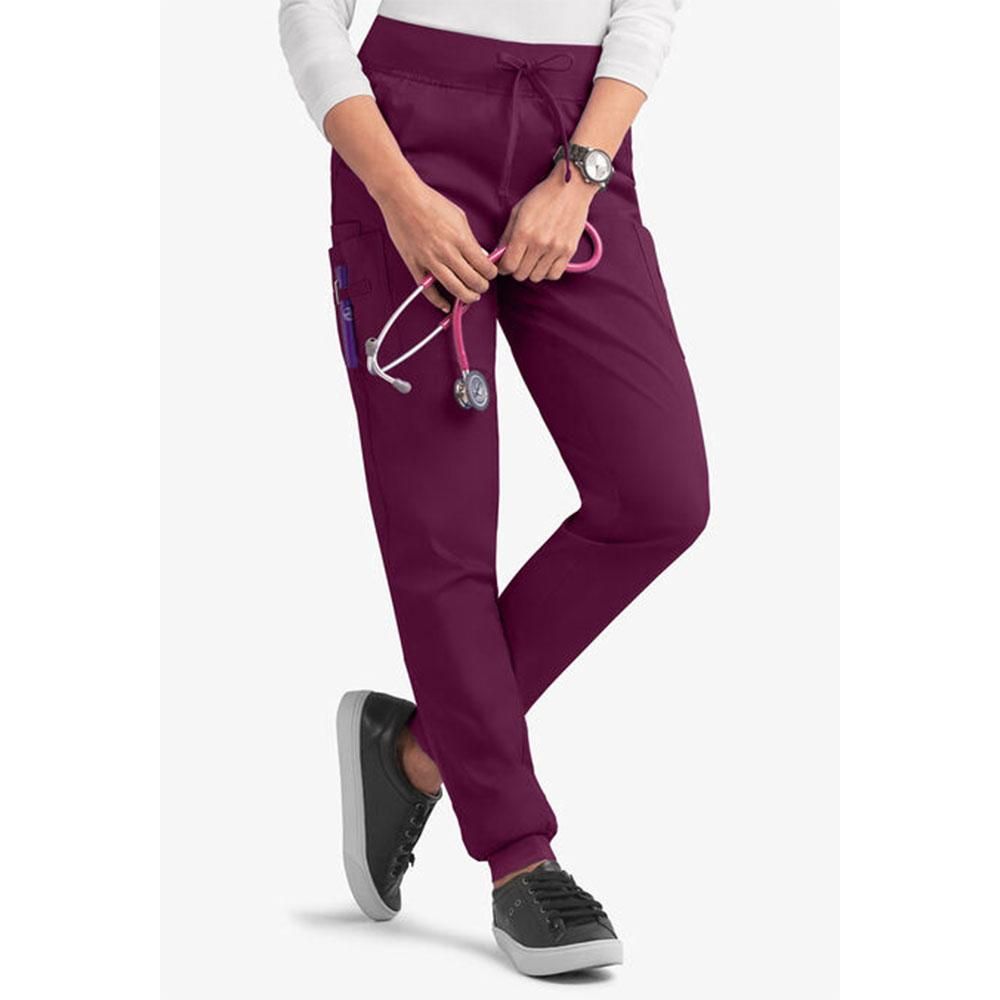 Wine Red Medical Scrubs for Doctors Nurses and Health Hospital Uniforms Stretch V-Neck Scrub Top & Jogger Pant with Pockets Infinity