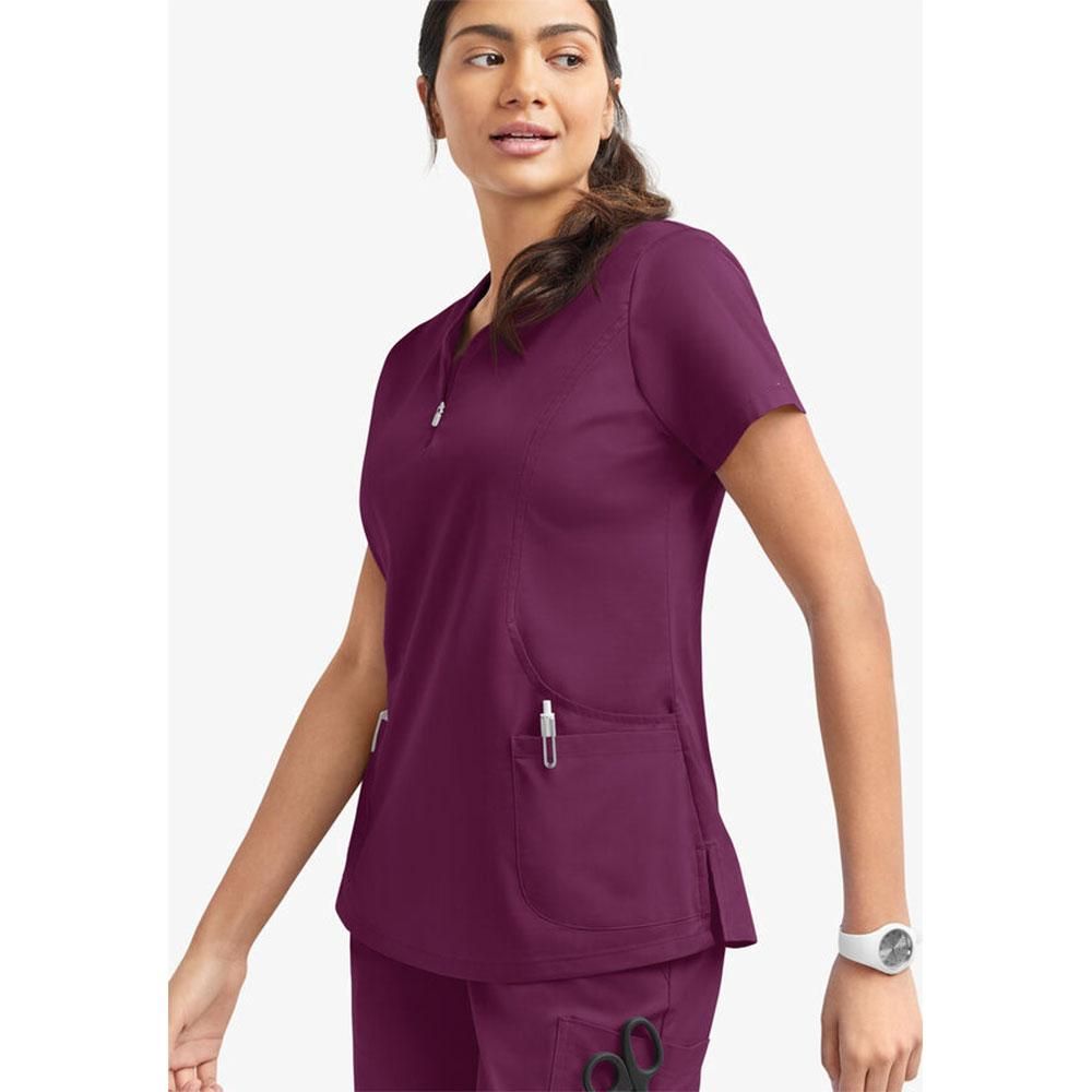 Wine Red Medical Scrubs for Doctors Nurses and Health Hospital Uniforms Stretch V-Neck Scrub Top & Jogger Pant with Pockets Infinity